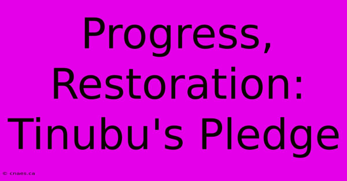 Progress, Restoration: Tinubu's Pledge