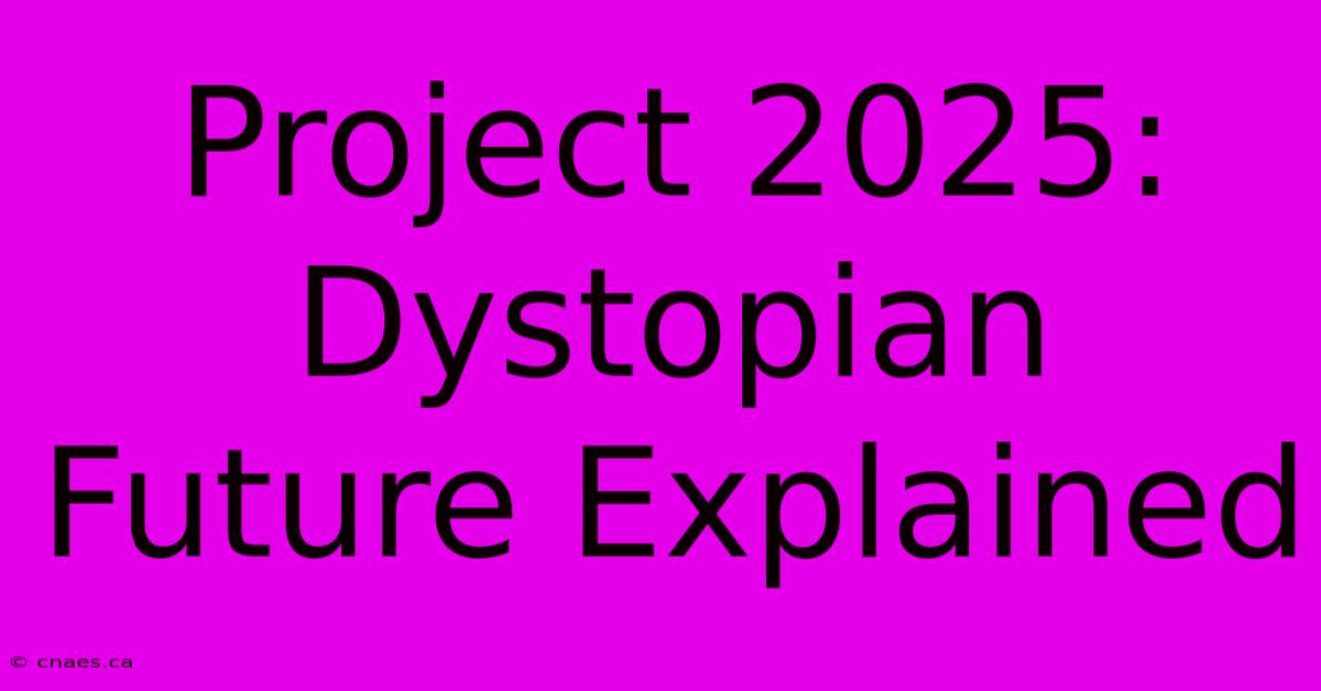 Project 2025: Dystopian Future Explained