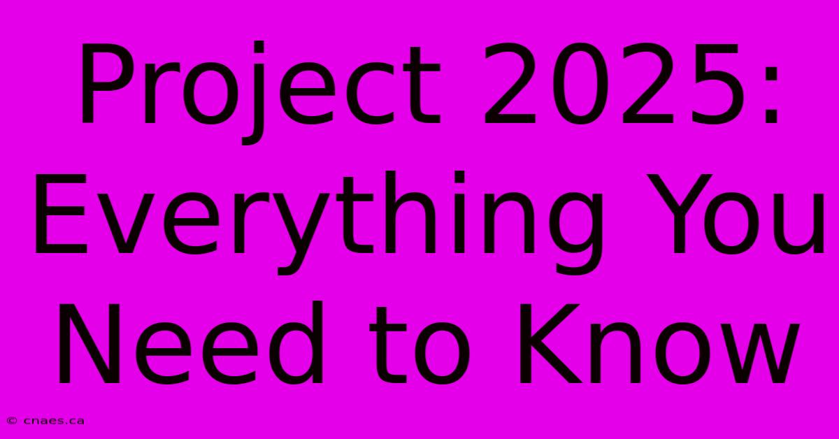 Project 2025: Everything You Need To Know