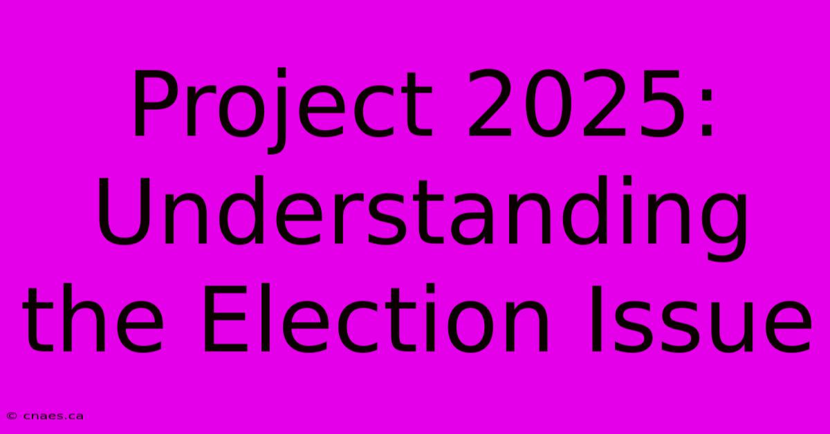 Project 2025: Understanding The Election Issue 