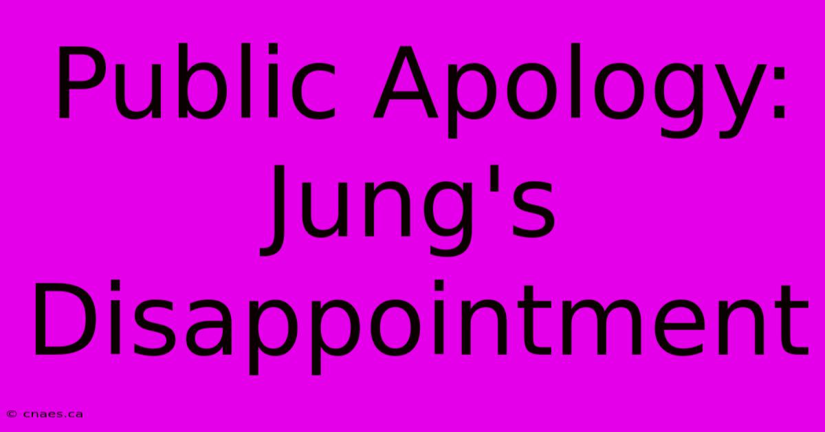 Public Apology: Jung's Disappointment