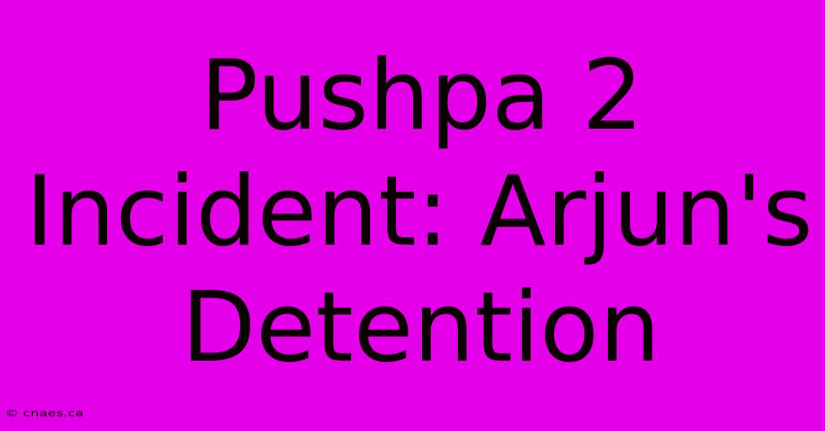 Pushpa 2 Incident: Arjun's Detention