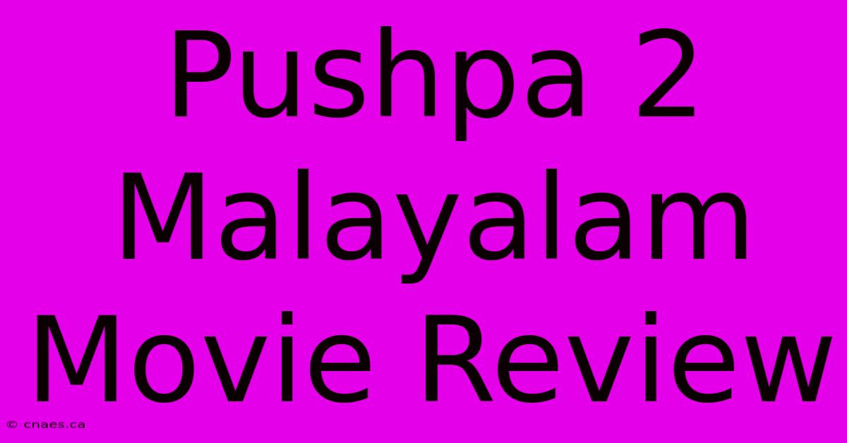 Pushpa 2 Malayalam Movie Review