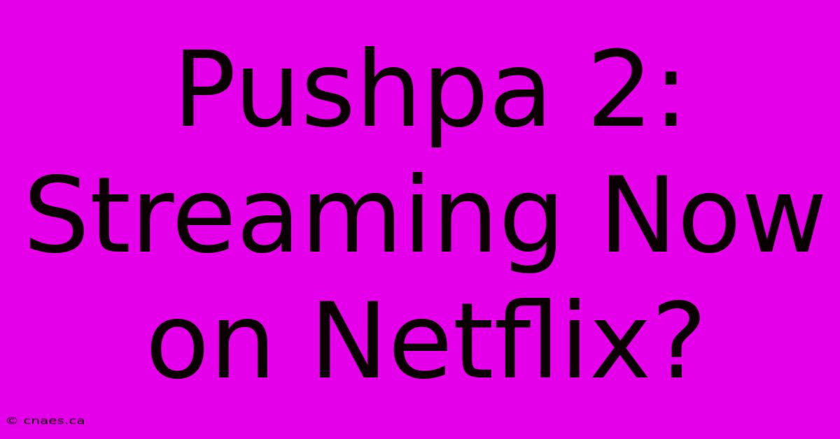 Pushpa 2: Streaming Now On Netflix?