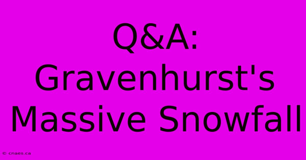 Q&A: Gravenhurst's Massive Snowfall