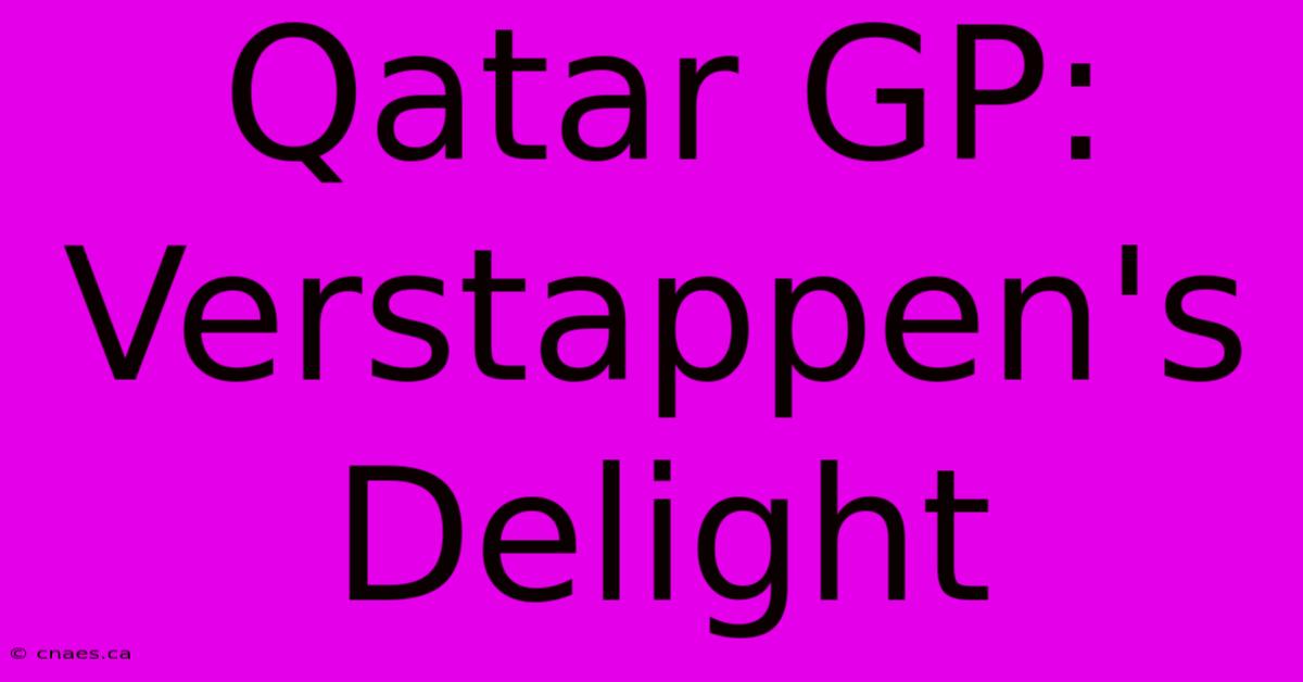 Qatar GP: Verstappen's Delight