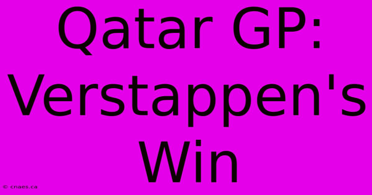 Qatar GP: Verstappen's Win