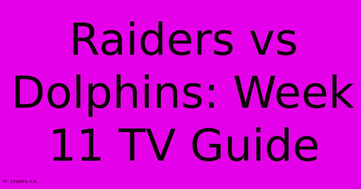 Raiders Vs Dolphins: Week 11 TV Guide