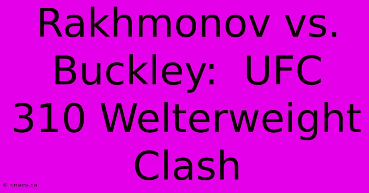 Rakhmonov Vs. Buckley:  UFC 310 Welterweight Clash 