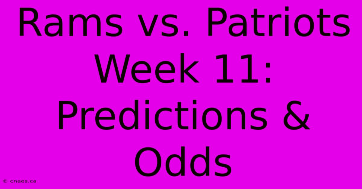 Rams Vs. Patriots Week 11: Predictions & Odds