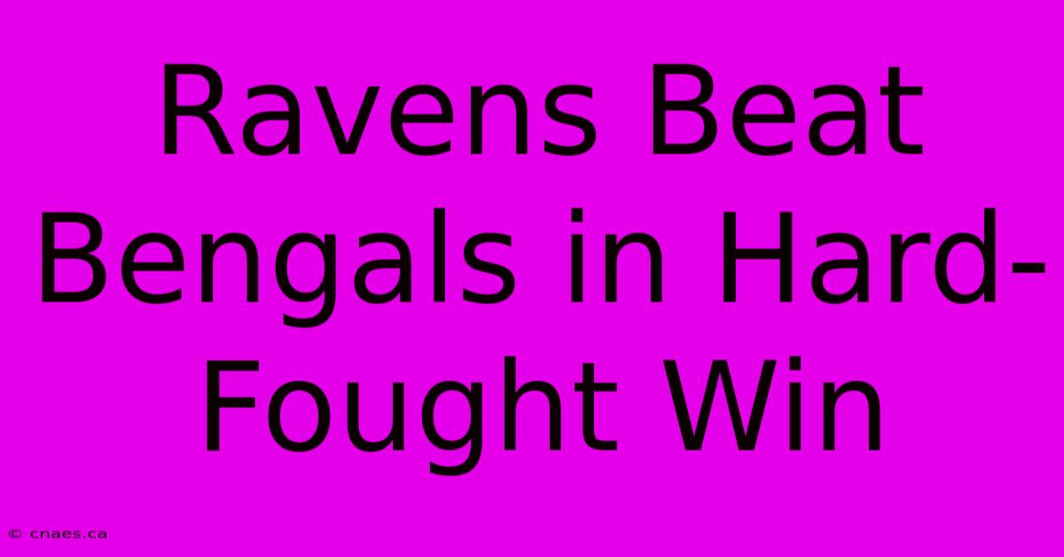 Ravens Beat Bengals In Hard-Fought Win