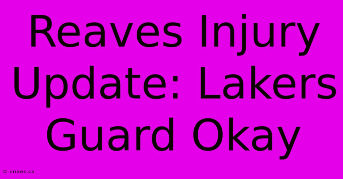 Reaves Injury Update: Lakers Guard Okay