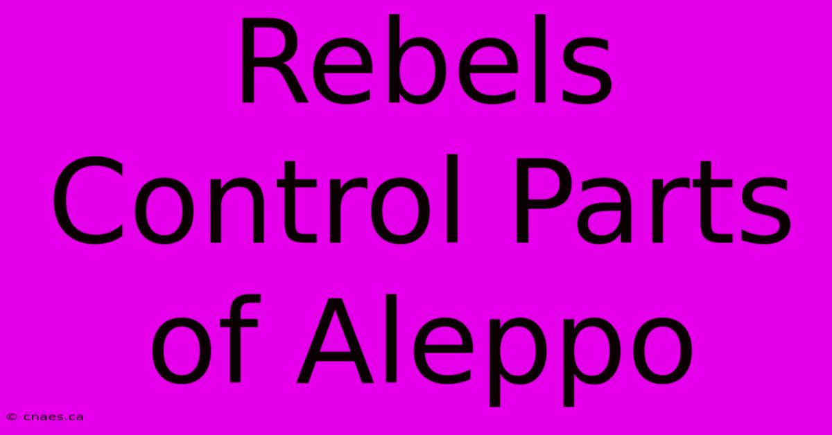 Rebels Control Parts Of Aleppo