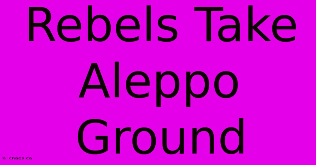 Rebels Take Aleppo Ground