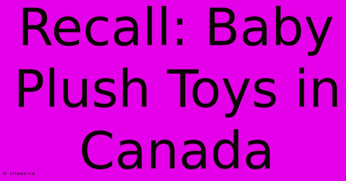 Recall: Baby Plush Toys In Canada