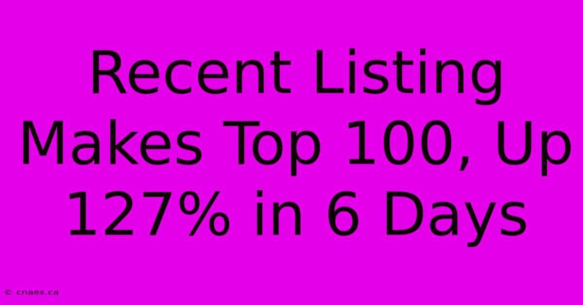 Recent Listing Makes Top 100, Up 127% In 6 Days 