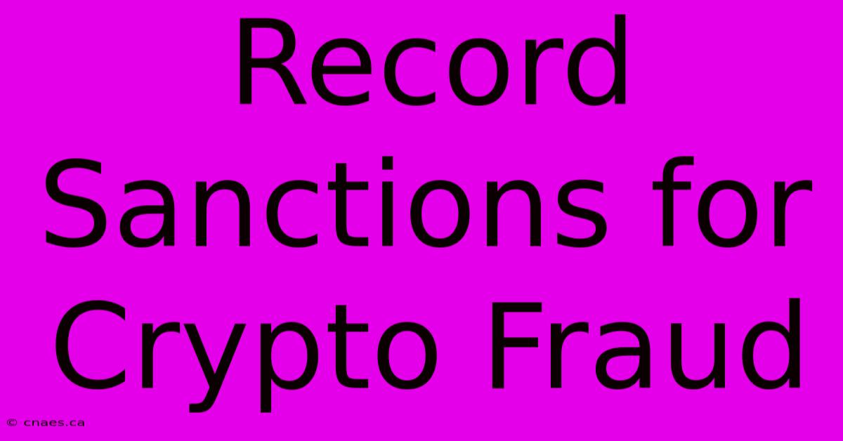 Record Sanctions For Crypto Fraud