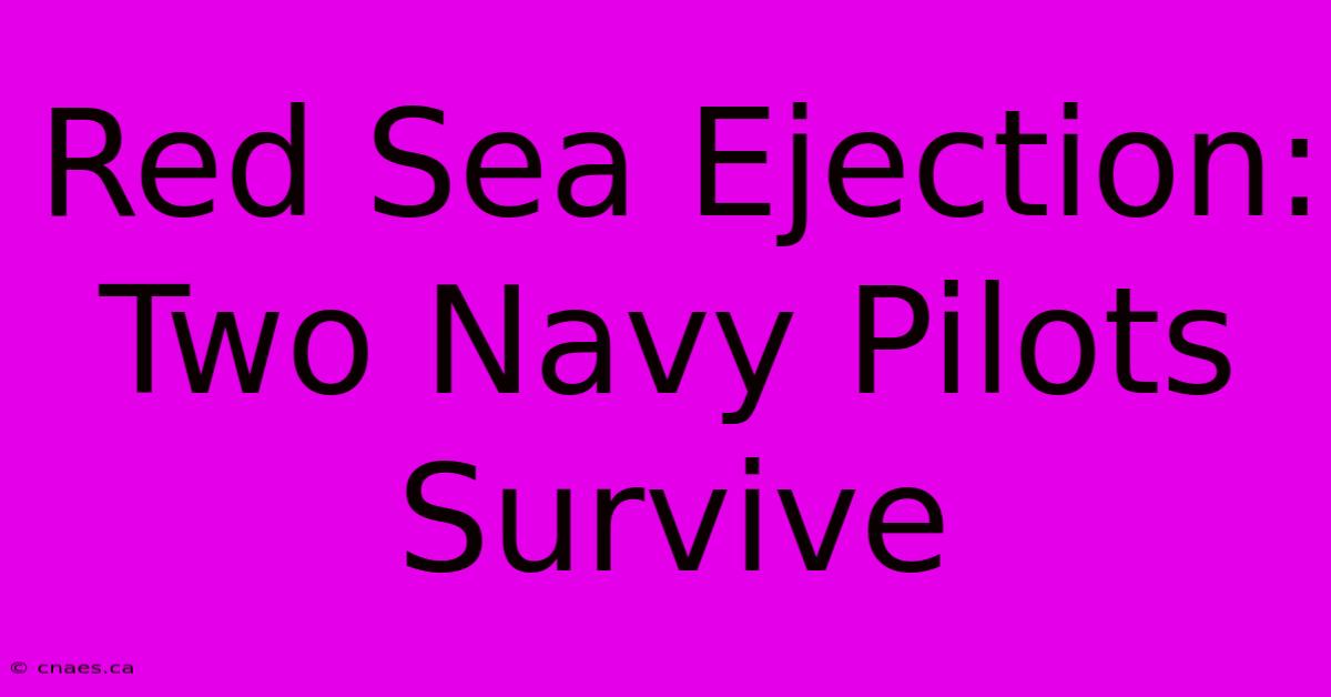 Red Sea Ejection: Two Navy Pilots Survive