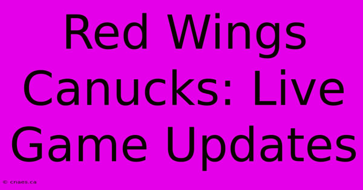 Red Wings Canucks: Live Game Updates