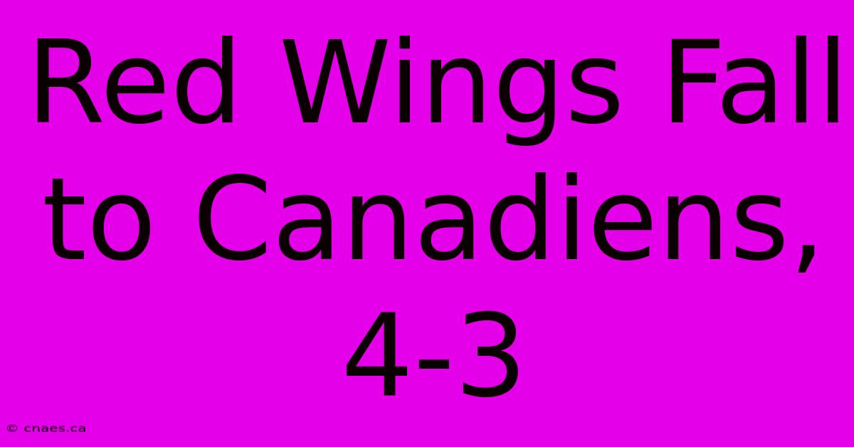 Red Wings Fall To Canadiens, 4-3