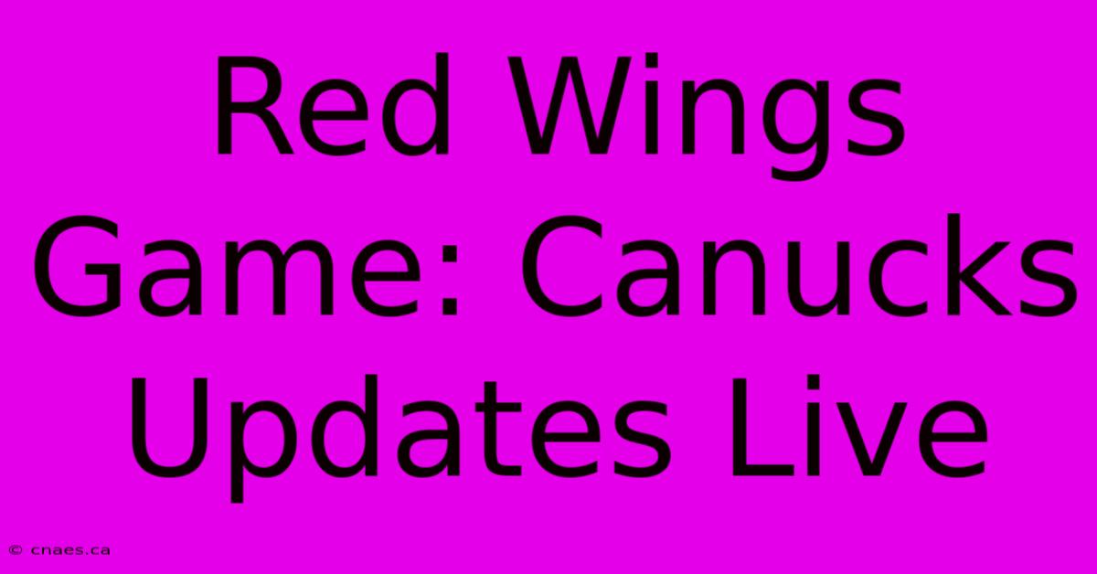 Red Wings Game: Canucks Updates Live