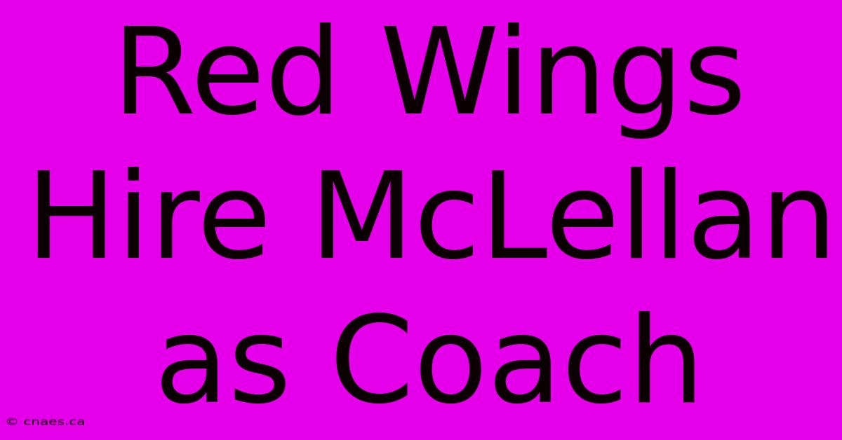 Red Wings Hire McLellan As Coach