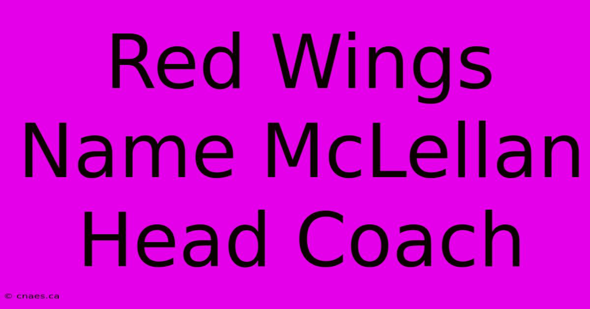 Red Wings Name McLellan Head Coach