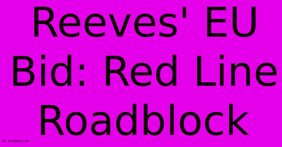 Reeves' EU Bid: Red Line Roadblock