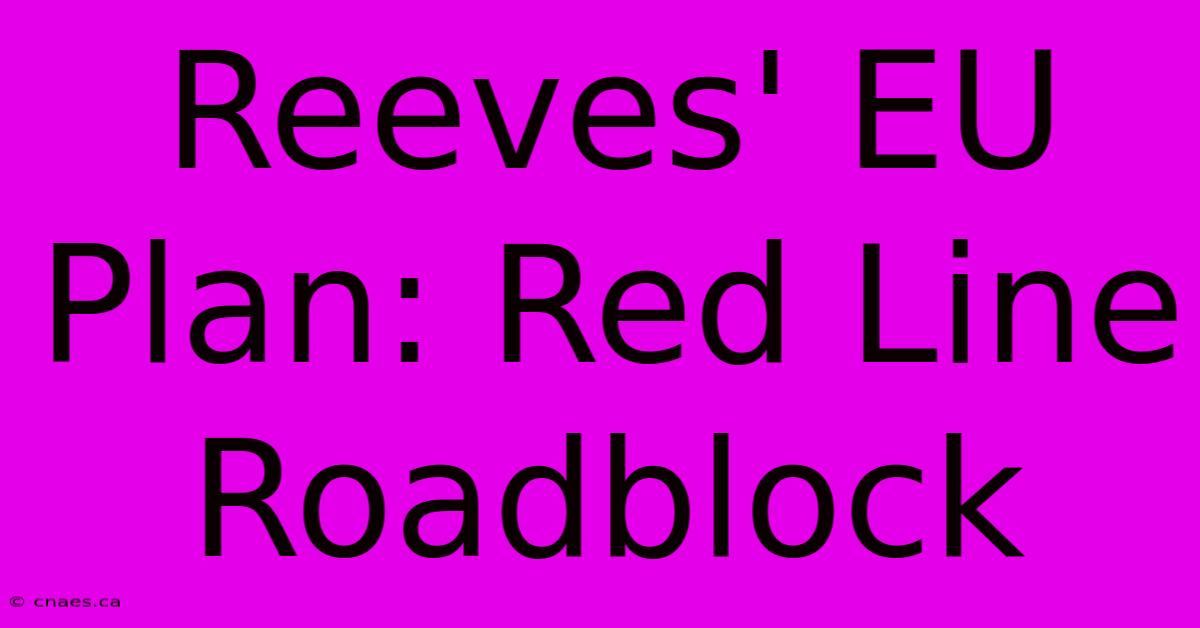 Reeves' EU Plan: Red Line Roadblock