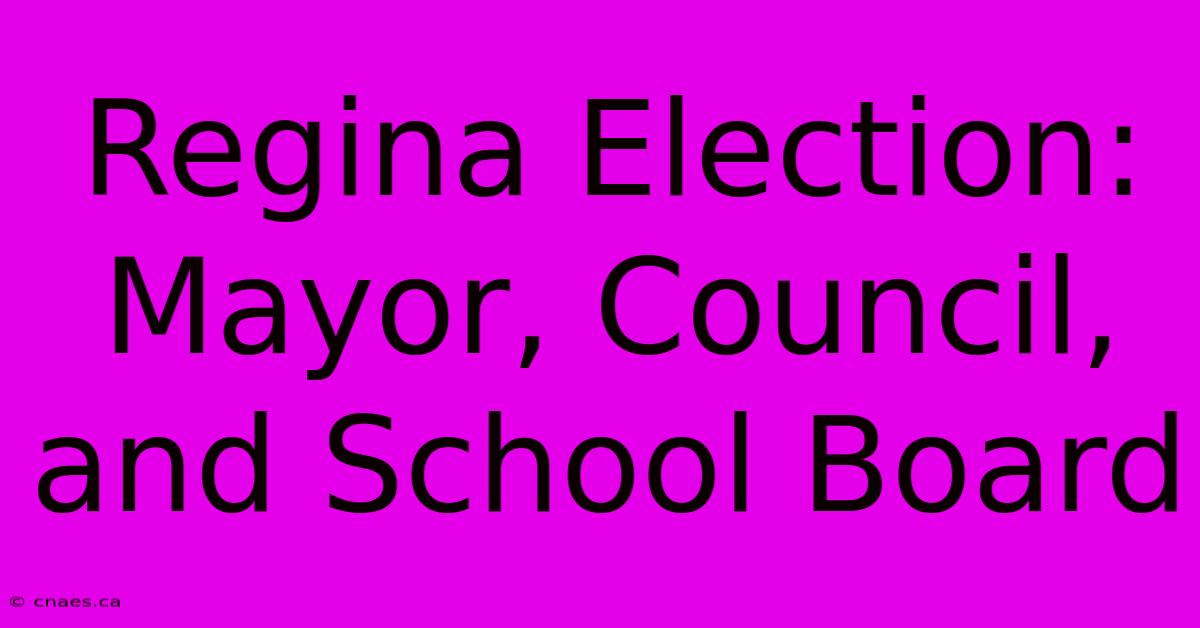 Regina Election: Mayor, Council, And School Board