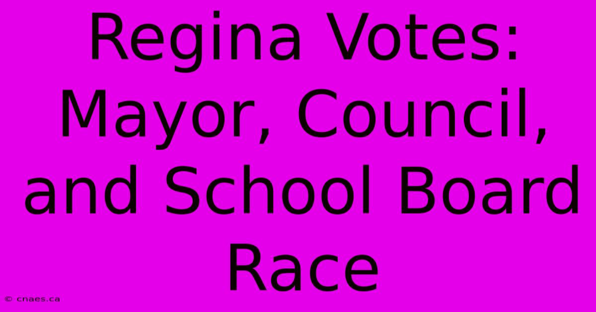 Regina Votes: Mayor, Council, And School Board Race