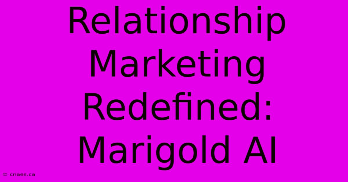 Relationship Marketing Redefined: Marigold AI 