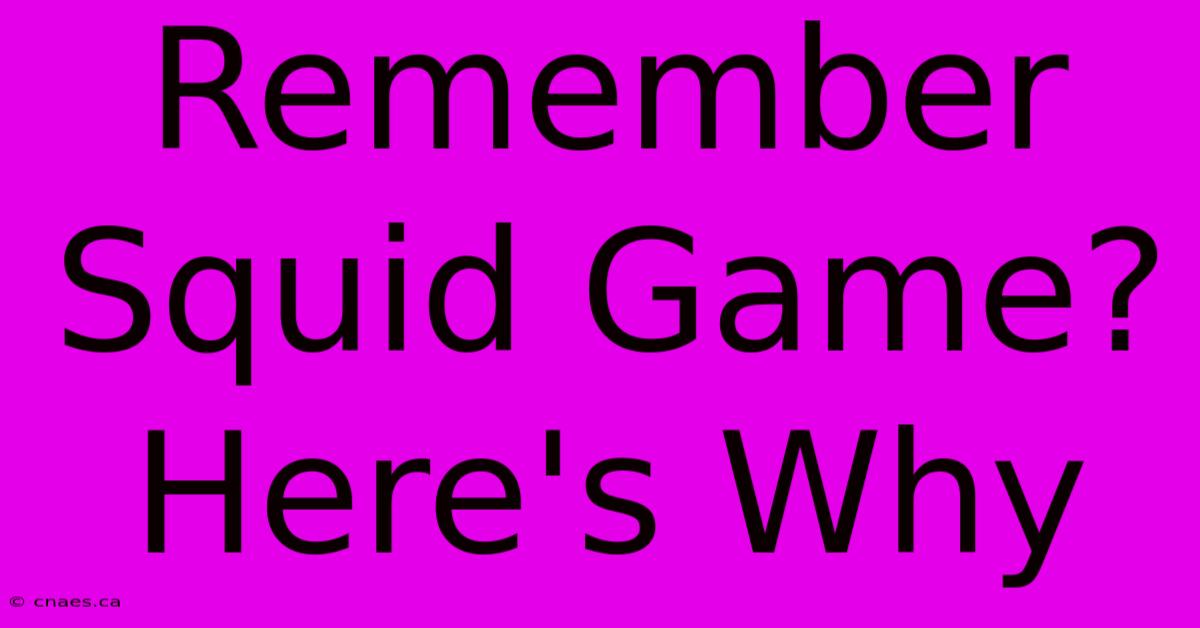 Remember Squid Game? Here's Why