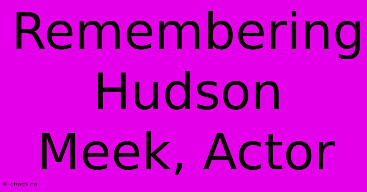 Remembering Hudson Meek, Actor