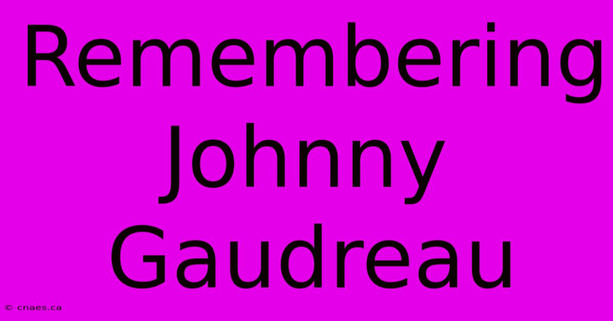 Remembering Johnny Gaudreau