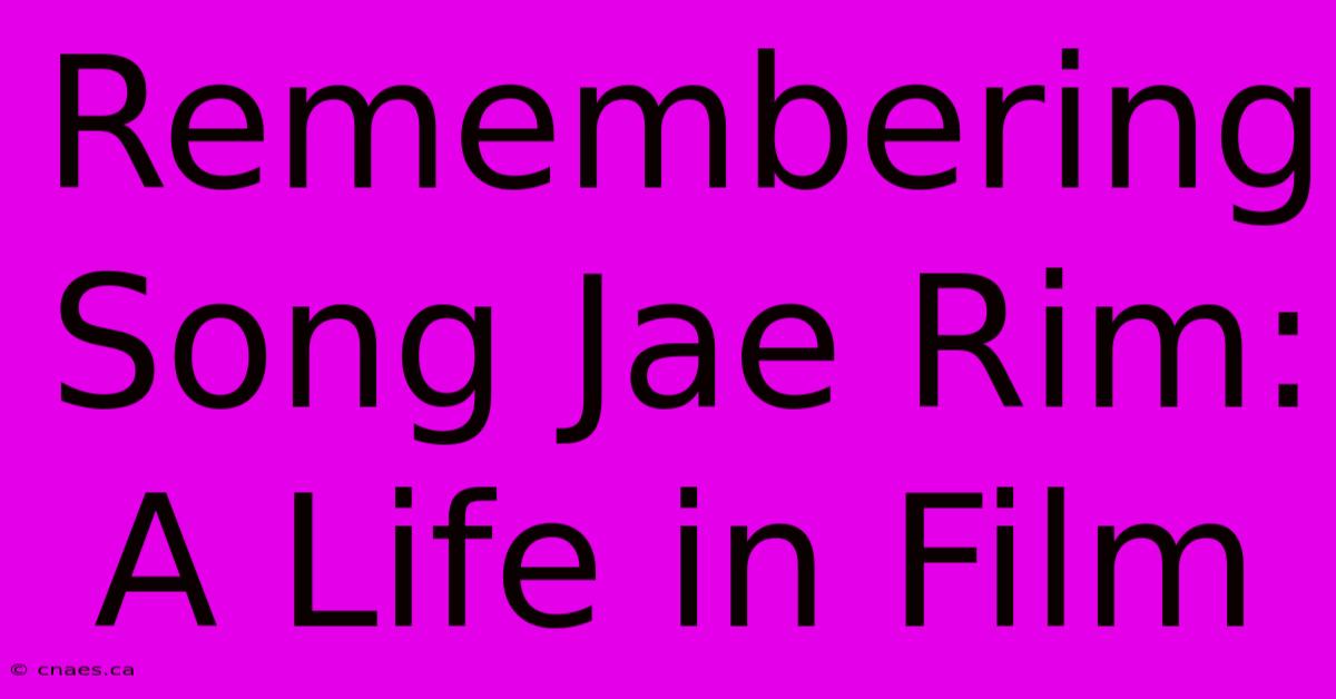 Remembering Song Jae Rim:  A Life In Film 