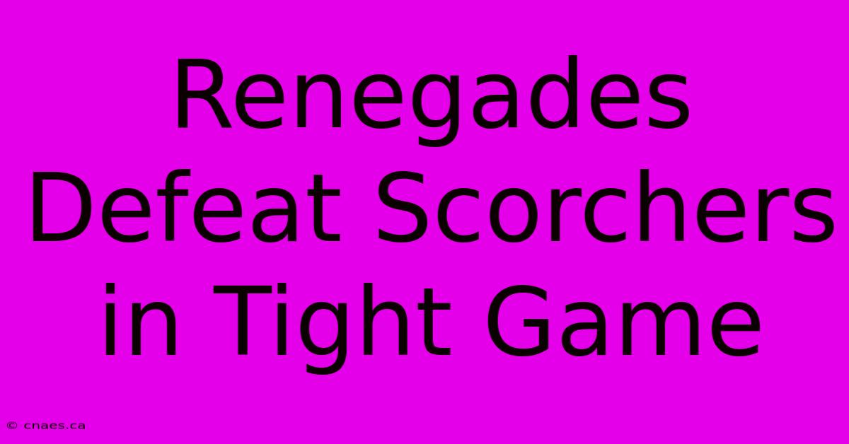 Renegades Defeat Scorchers In Tight Game