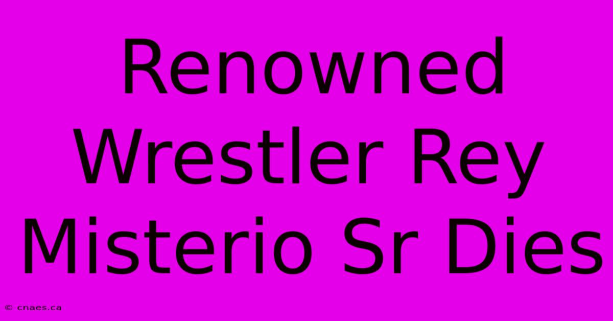 Renowned Wrestler Rey Misterio Sr Dies