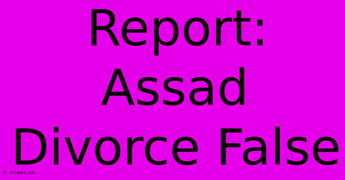 Report: Assad Divorce False