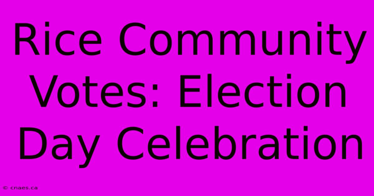 Rice Community Votes: Election Day Celebration 