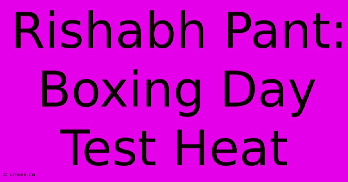 Rishabh Pant: Boxing Day Test Heat