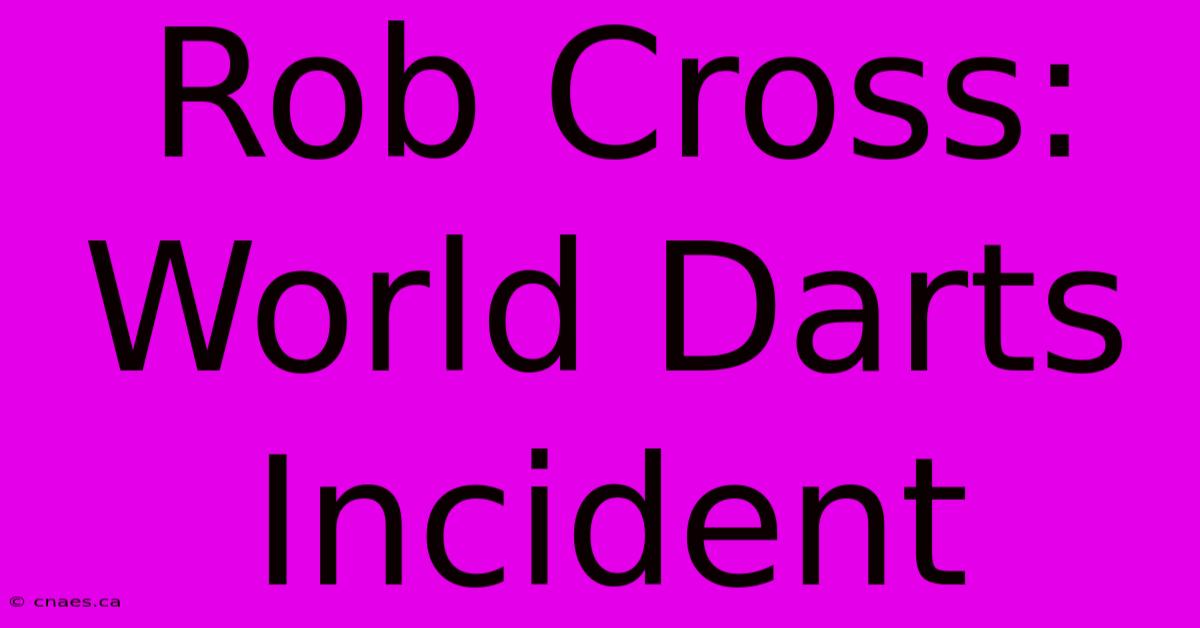 Rob Cross: World Darts Incident