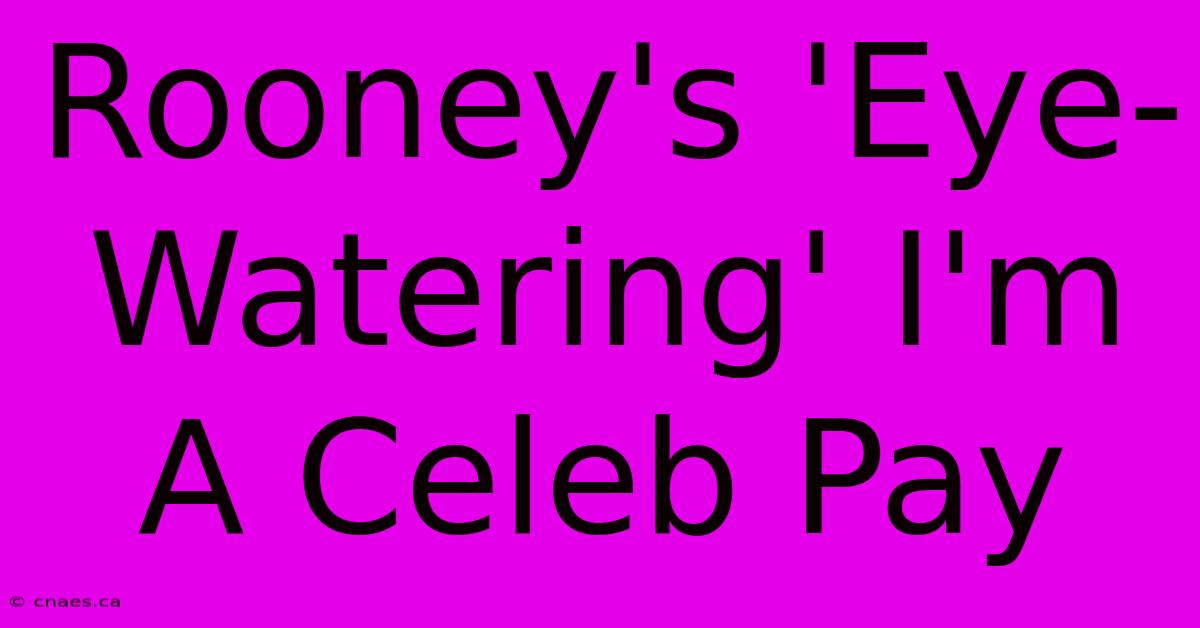 Rooney's 'Eye-Watering' I'm A Celeb Pay