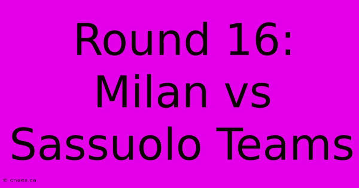 Round 16: Milan Vs Sassuolo Teams