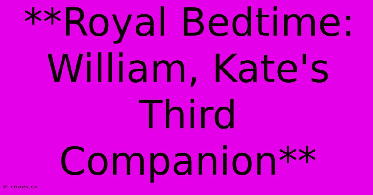 **Royal Bedtime: William, Kate's Third Companion**