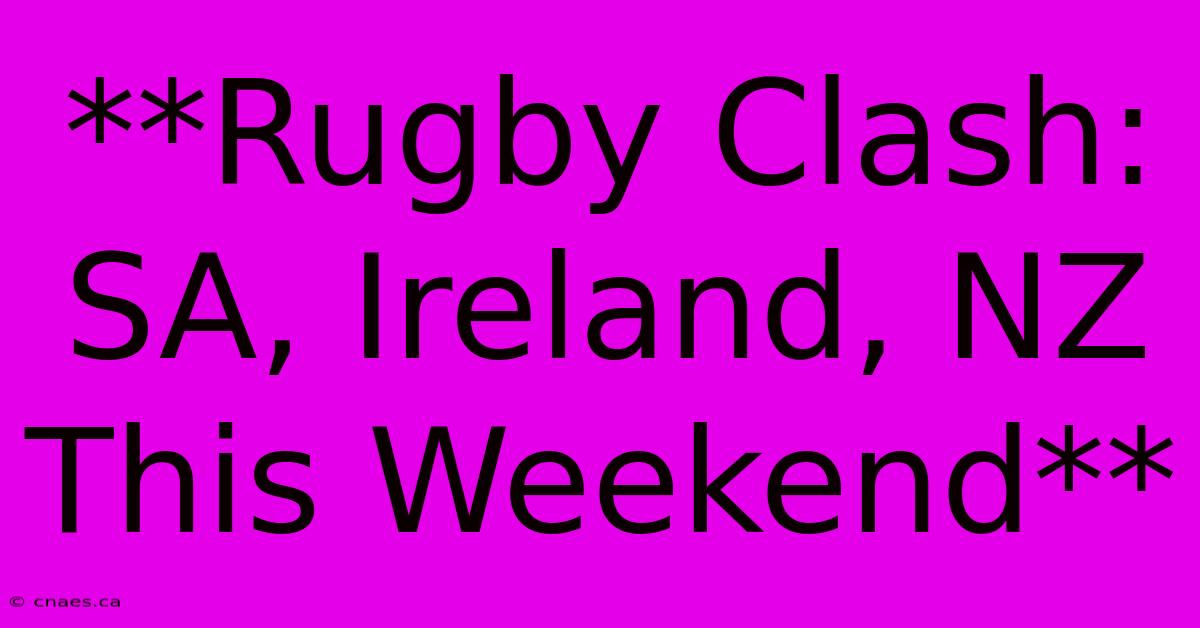 **Rugby Clash: SA, Ireland, NZ This Weekend**