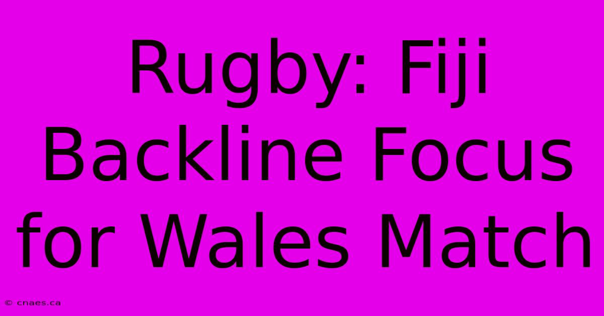 Rugby: Fiji Backline Focus For Wales Match 