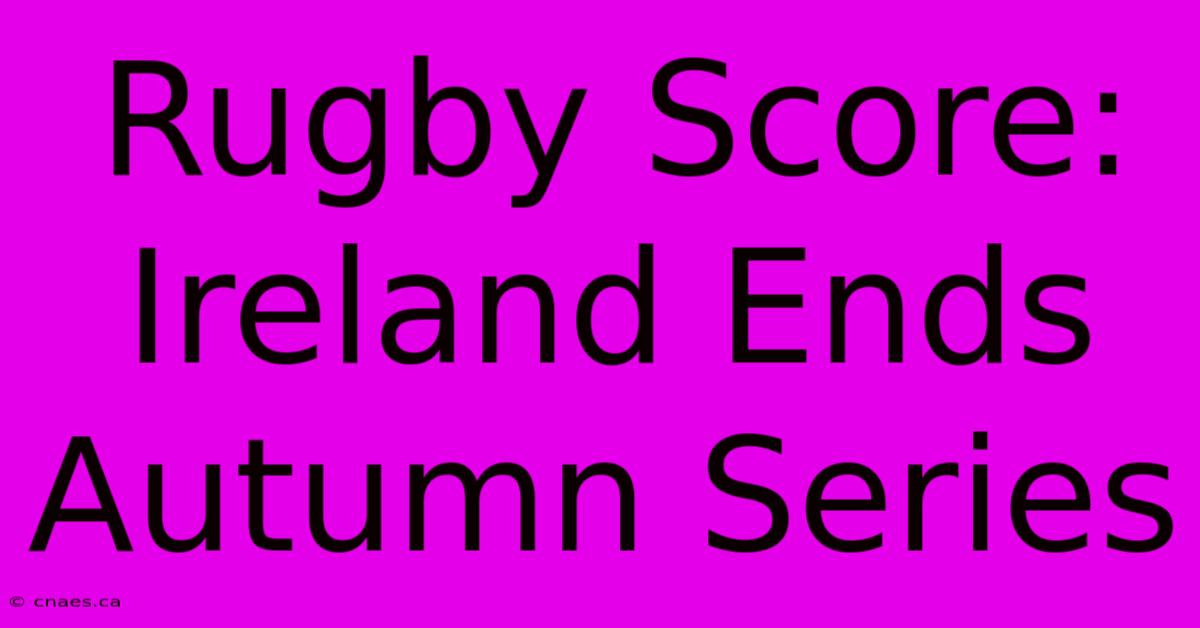 Rugby Score: Ireland Ends Autumn Series