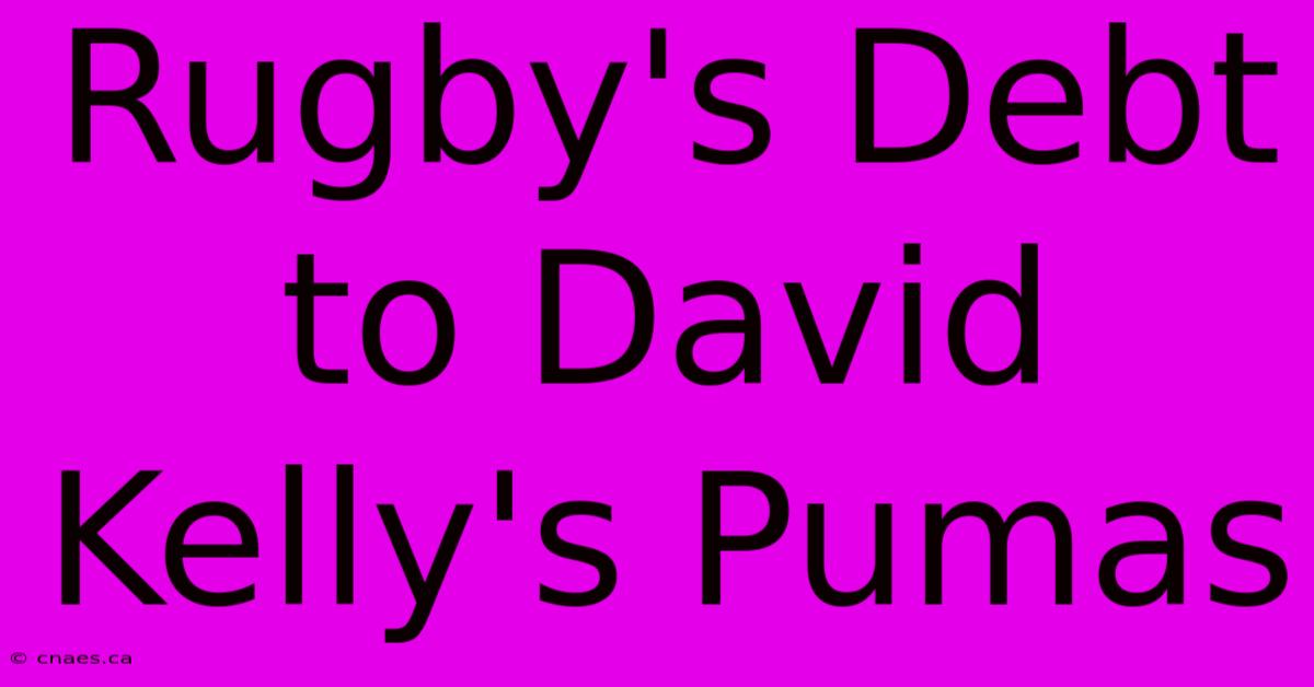 Rugby's Debt To David Kelly's Pumas