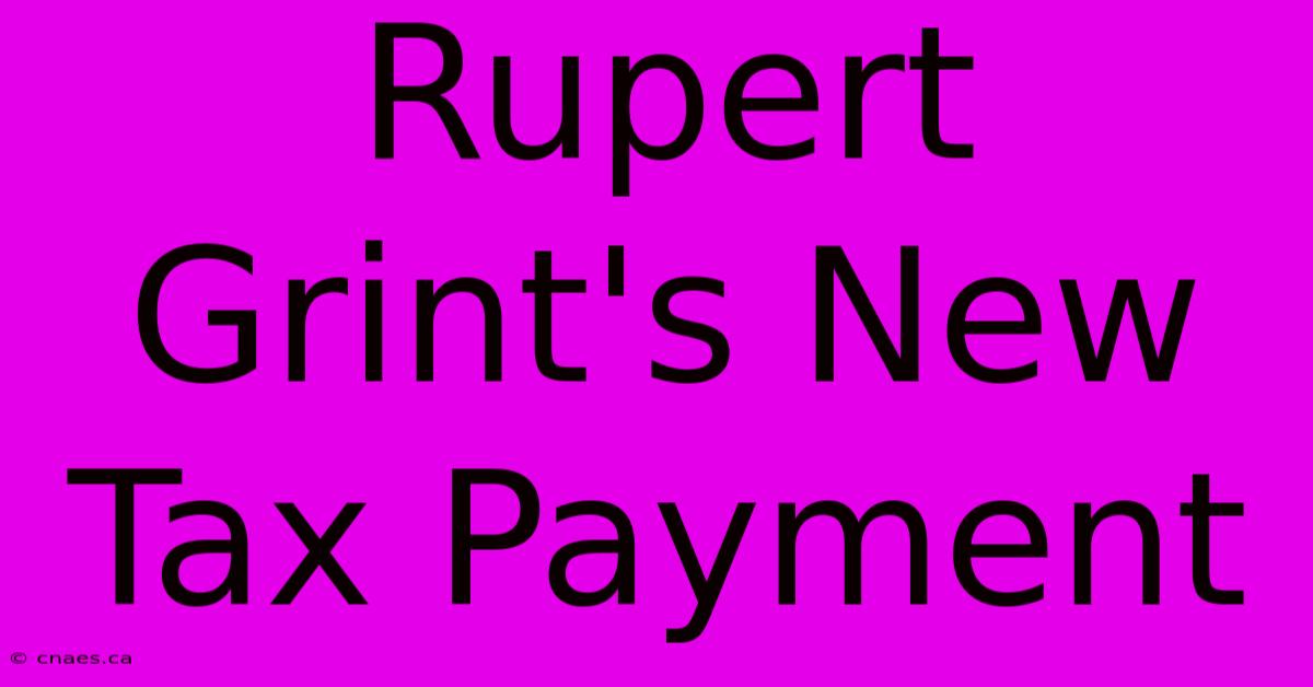 Rupert Grint's New Tax Payment